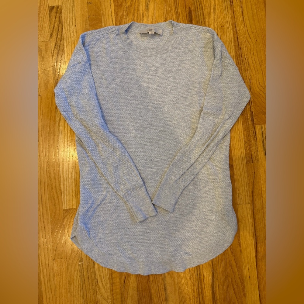 LOFT - Gray Textured Long Sleeve Sweater – Size Small